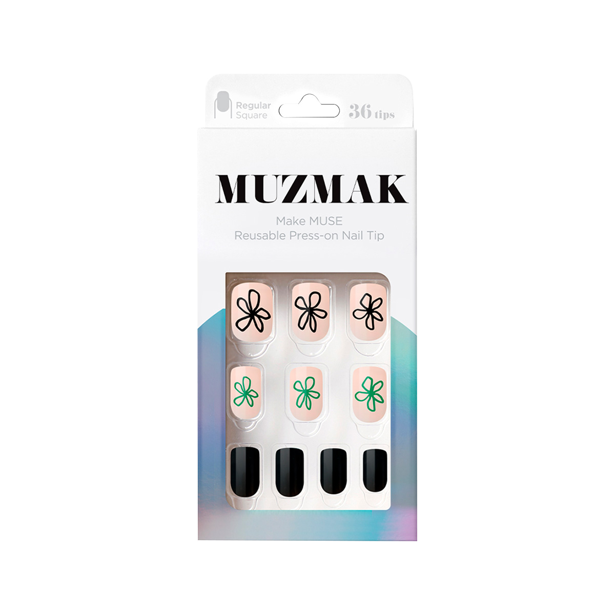 MUZMAK - UÑAS PRESS ON PETTY FLOWER REGULAR SQUARE 36 U. - 1