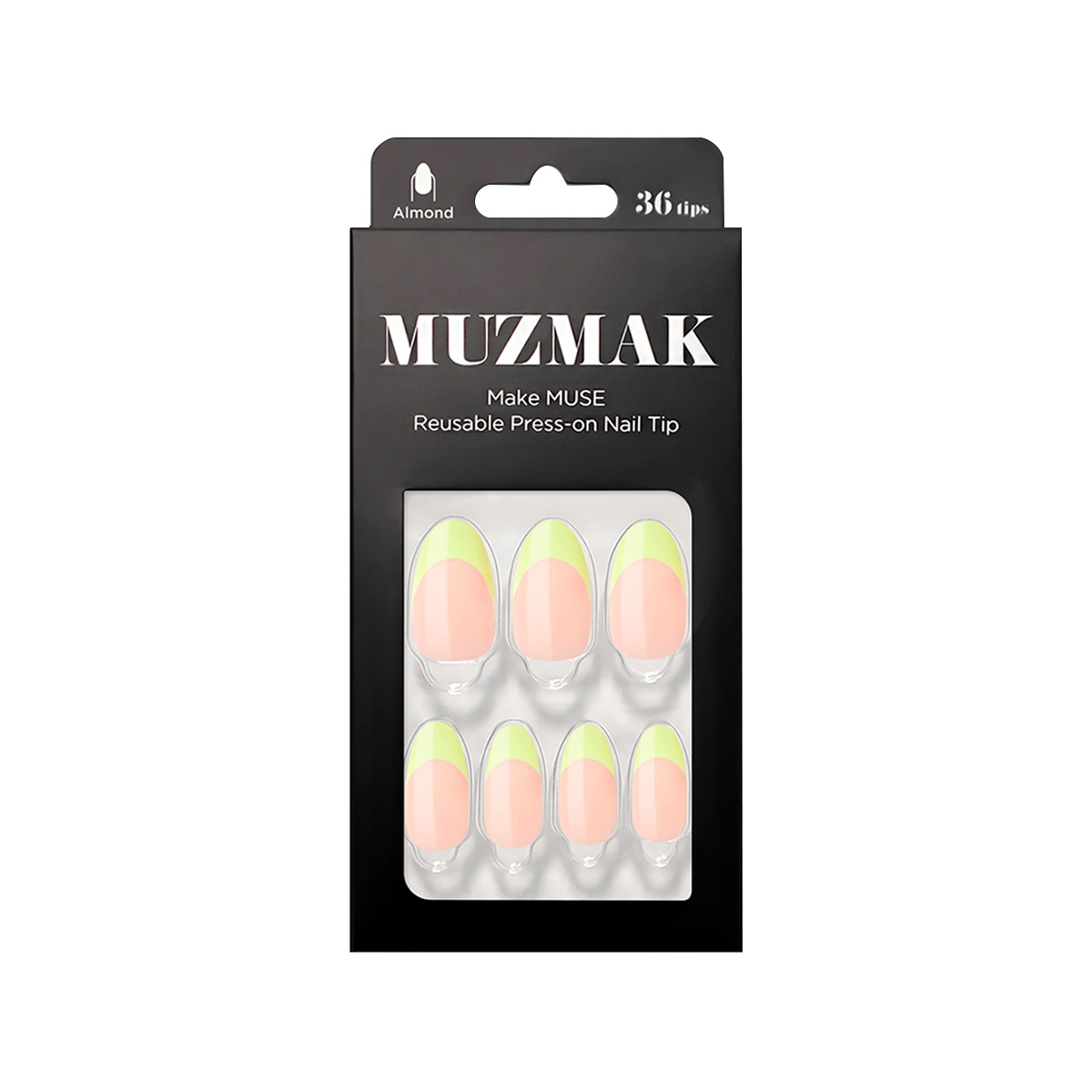 MUZMAK - UÑAS PRESS ON LIME CREAM ALMOND 36 U. - 1