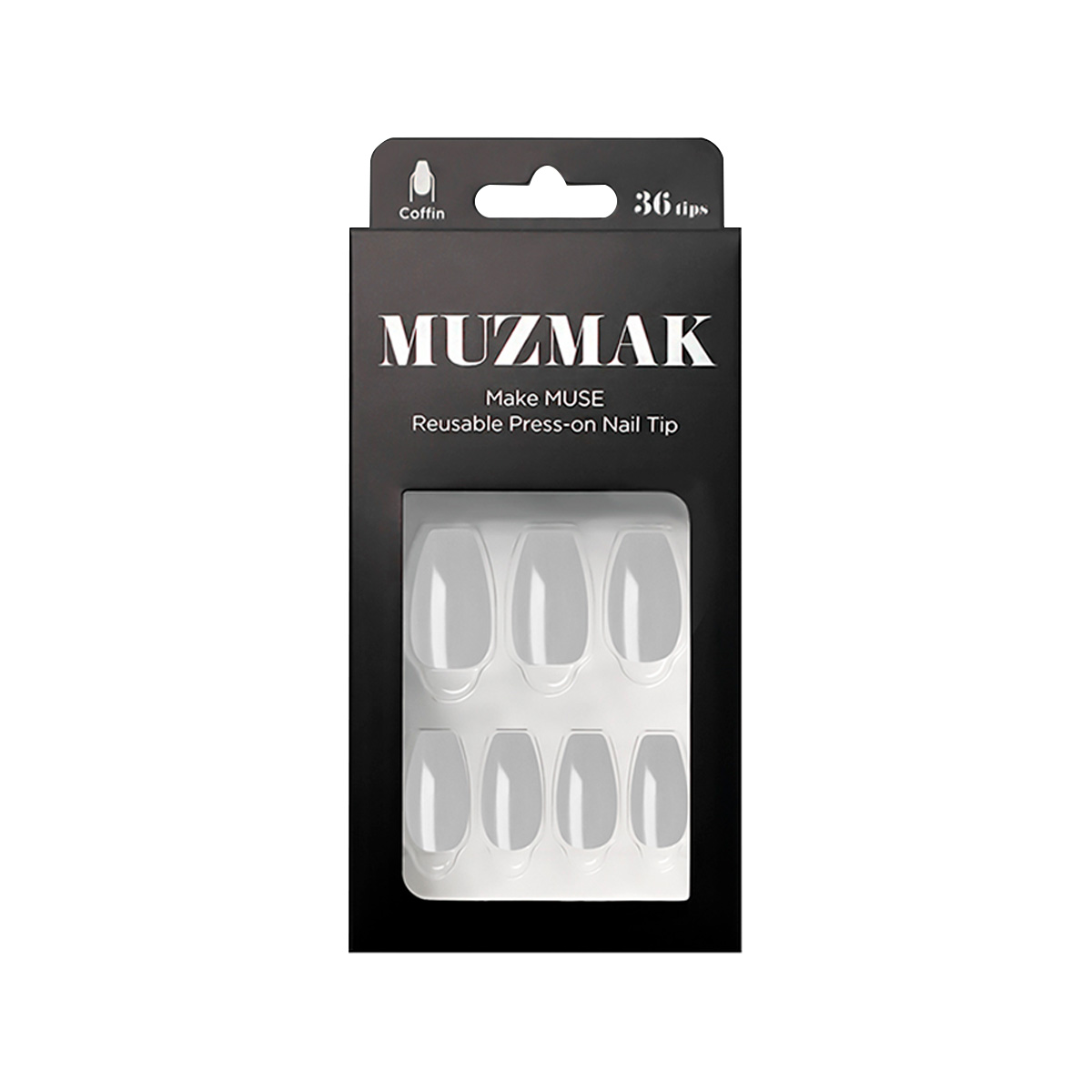 UÑAS POSTIZAS MUZMAK PRESS ON COOL GRAY COFFIN 36 UND - 1
