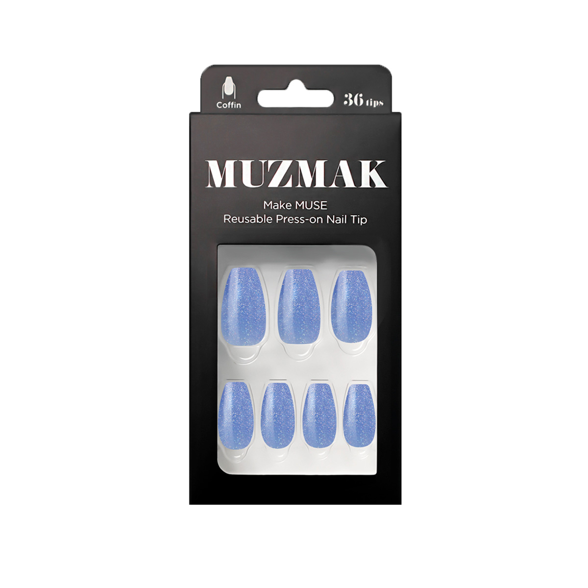 UÑAS POSTIZAS MUZMAK PRESS ON BLUE LEMONADE COFFIN 36 UND - 1