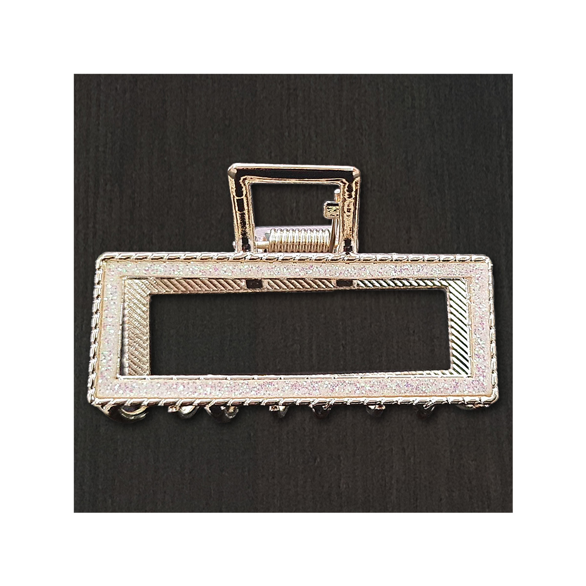 TRABA ACERO BESTY METÁLICA GARRA RECTANGULAR BRILLO PARA CABELLO ROSADO TORNASOL - 1