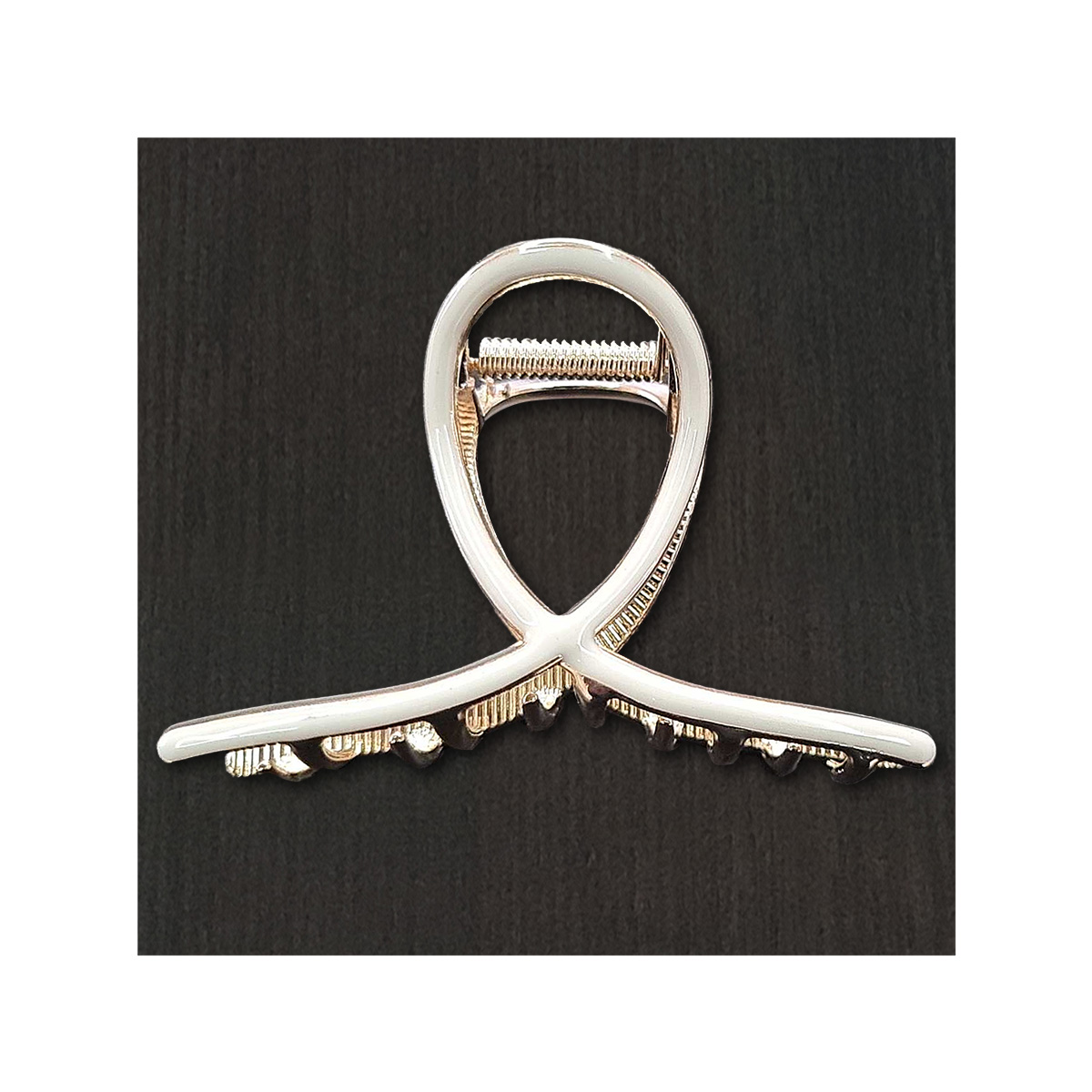 TRABA ACERO BESTY METÁLICA GARRA GRANDE PARA CABELLO RESINA BLANCO HUESO - 1