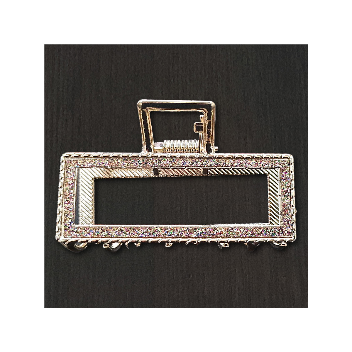 TRABA ACERO BESTY METÁLICA GARRA RECTANGULAR BRILLO PARA CABELLO BRILLO TORNASOL - 1