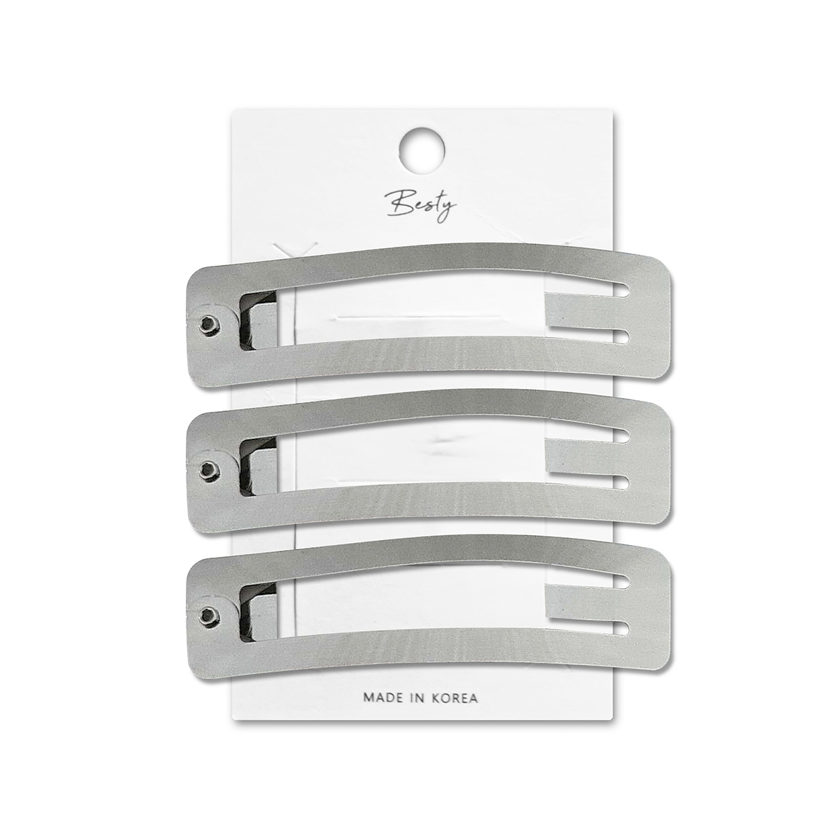 SET CLIP ACERO BESTY RECTANGULAR PLATEADO 3U PLATEADO - 1