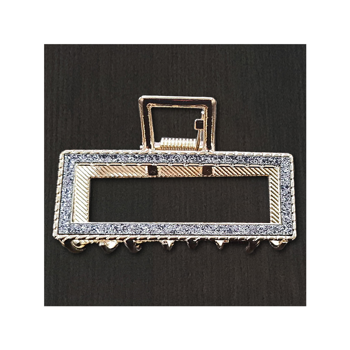 TRABA ACERO BESTY METÁLICA GARRA RECTANGULAR BRILLO PARA CABELLO AZUL MARINO - 1