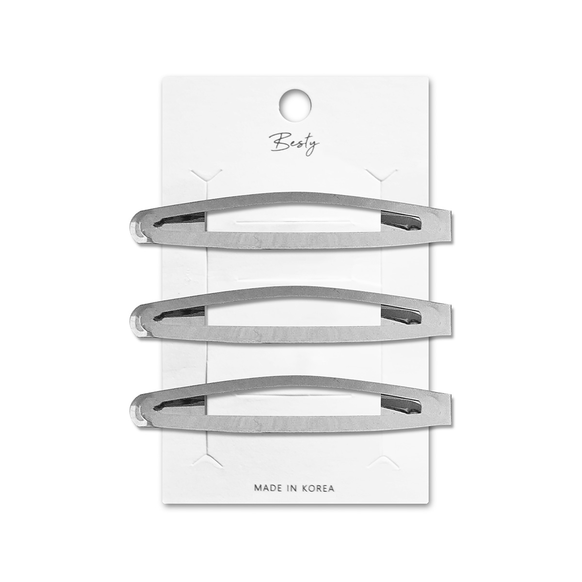 SET CLIP ACERO BESTY SEMIOVALADO GRANDE PLATEADO 3U PLATEADO - 1