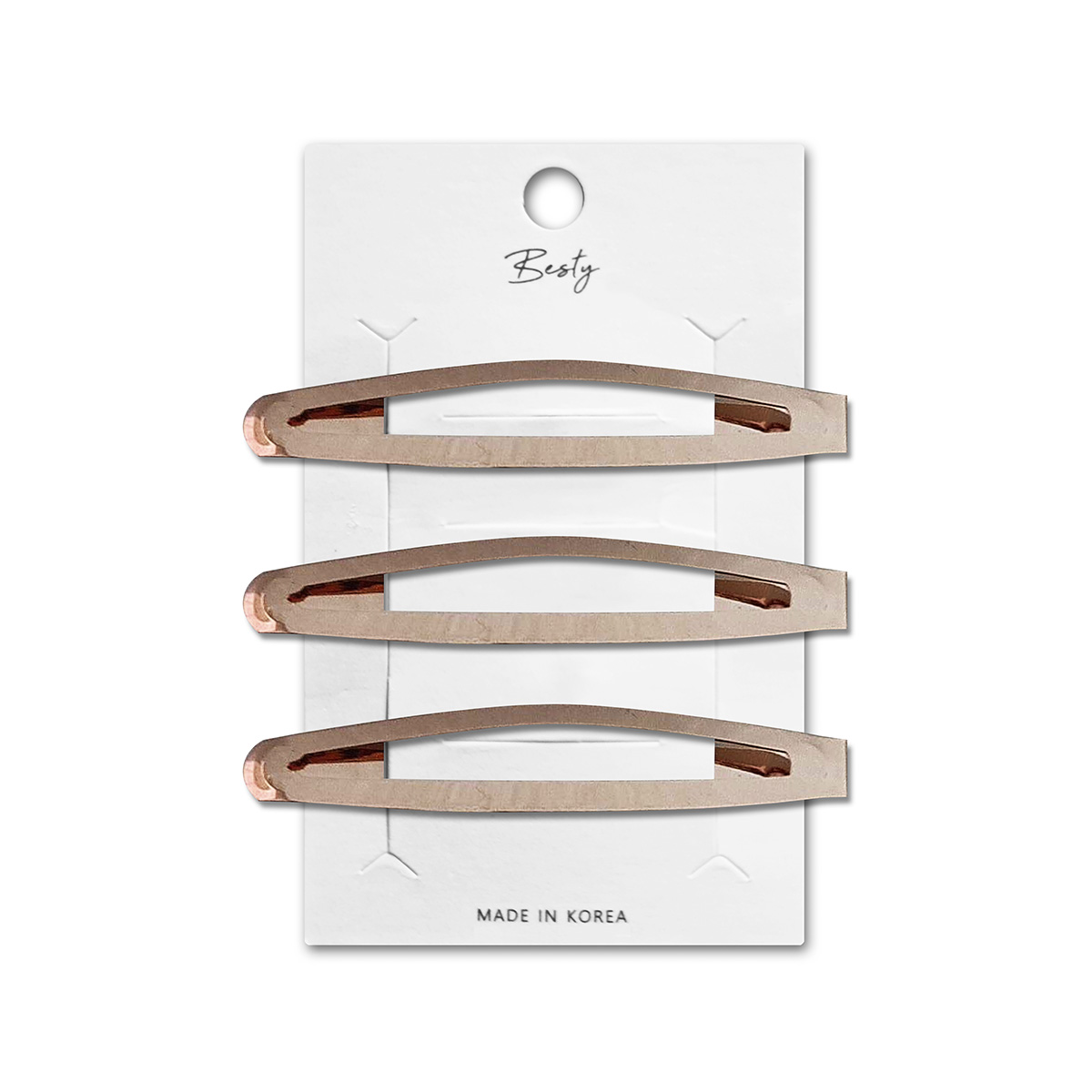 SET CLIP ACERO BESTY SEMIOVALADO GRANDE ROSEGOLD 3U ROSEGOLD - 1