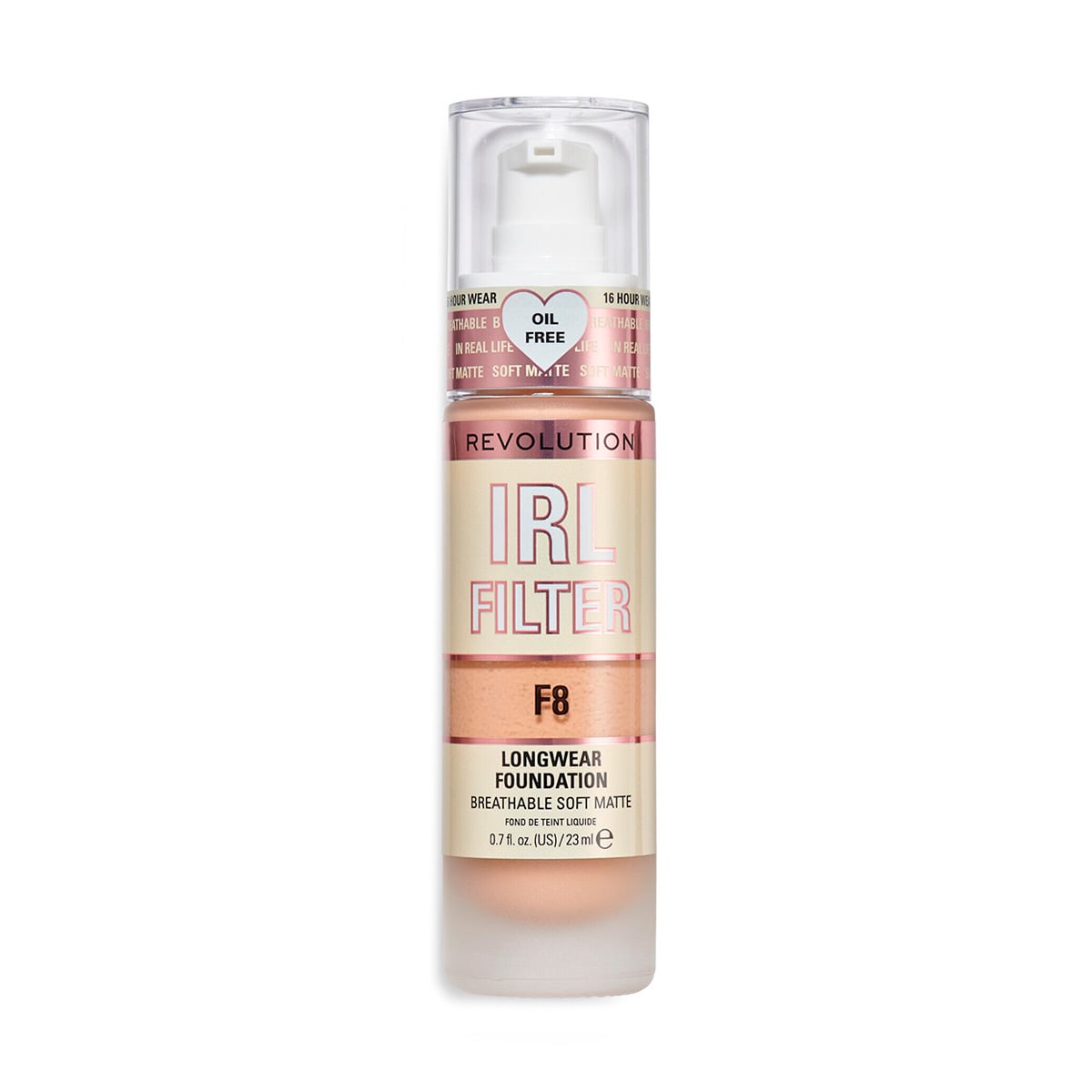 BASE MAQUILLAJE MAKEUP REVOLUTION MATTE IRL FILTER LARGA DURACIÓN 23 ML F8 - 1