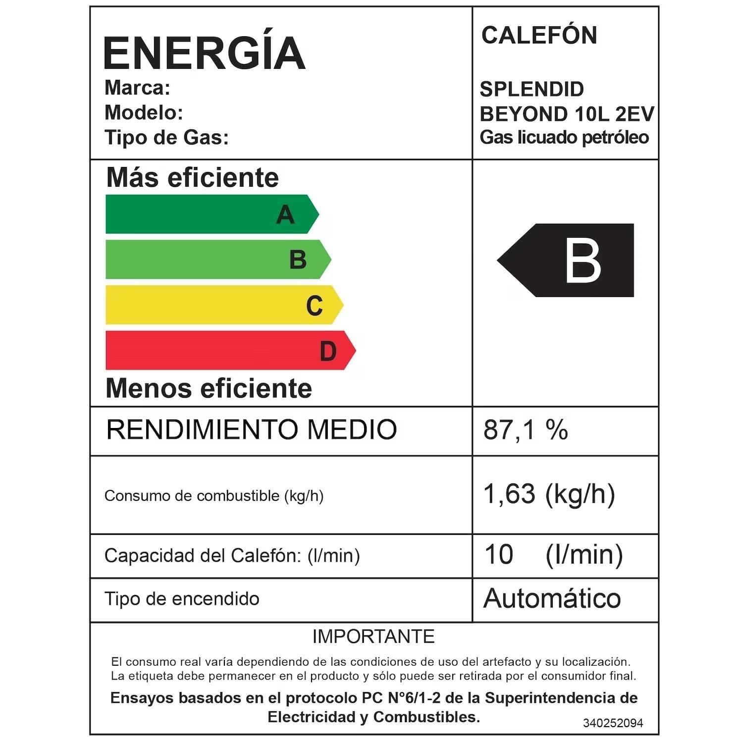 CALEFON SPLENDID GAS LICUADO 10L IONIZADO - 3