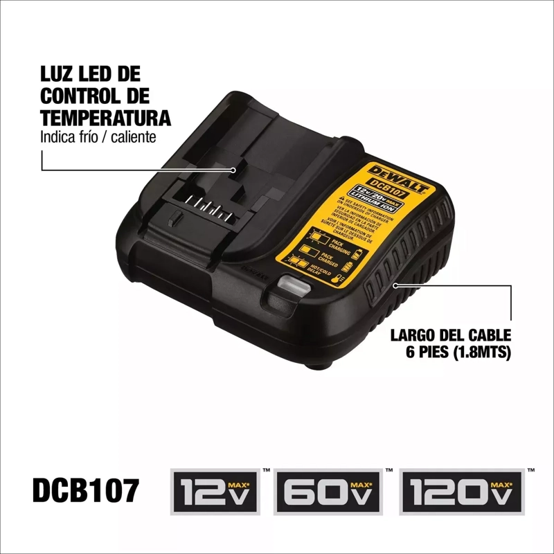 ATORNILLADOR IMPACTO DEWALT DCF7871D2-B2 6.35MM 20V + 2 BAT 1.5 AH + CARG - 8
