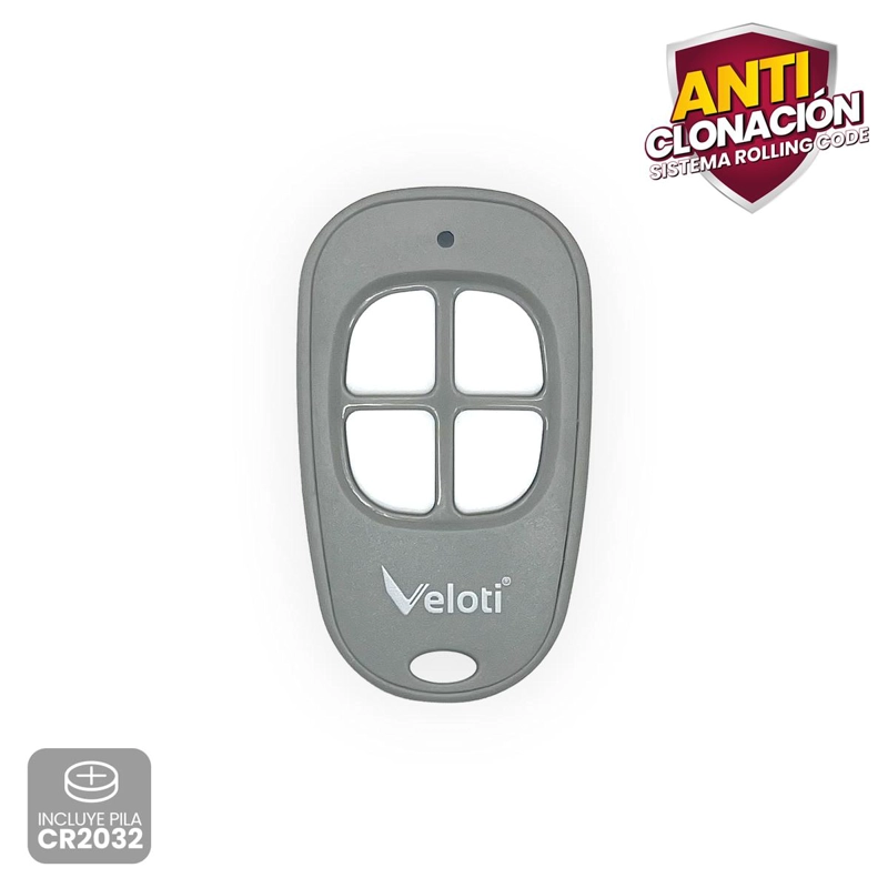 CONTROL REMOTO VELOTI GRIS 4 CANALES REPUESTO PORTON AUTOMATICO - 3