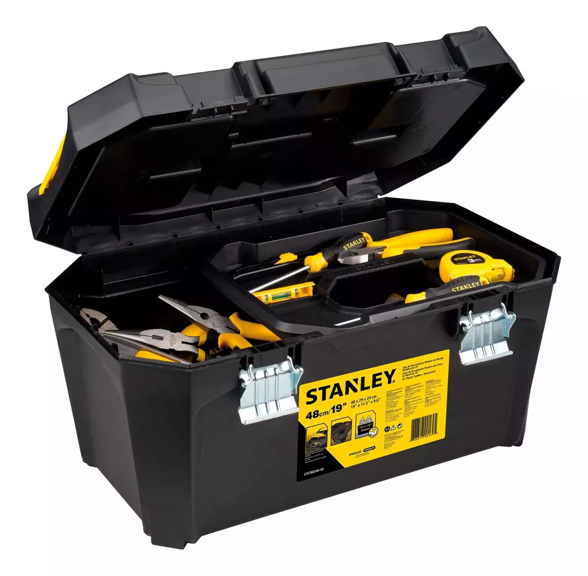 CAJA HERRAMIENTAS STANLEY CON BANDEJA SIERRE METALICO - 1