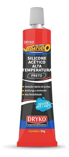 SILICONA ACETICA ALTA TEMPERATURA NEGRO DRYKO VEDATUDO 50G - 1
