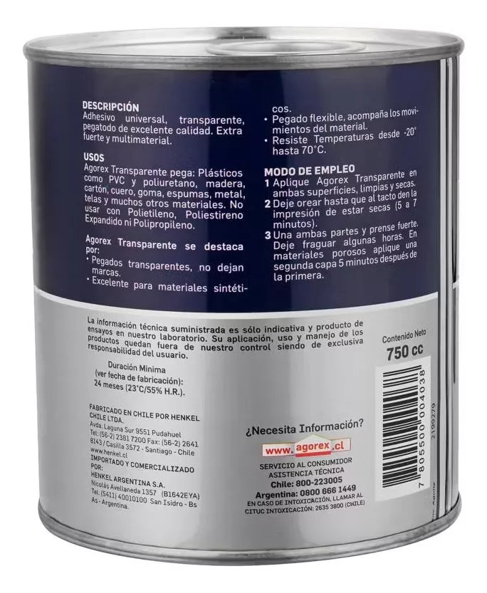 ADHESIVO AGOREX TRANSPARENTE 750CC - 2