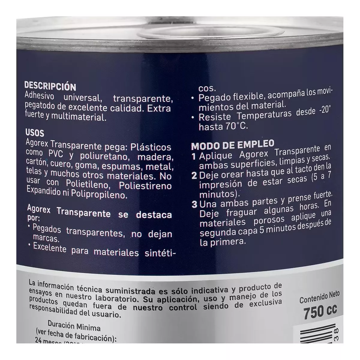 ADHESIVO AGOREX TRANSPARENTE 750CC - 3