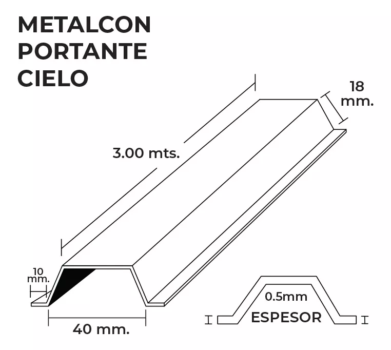 VIGA PORTANTE 40R 40X18X10X0.50 MM 6M - 2