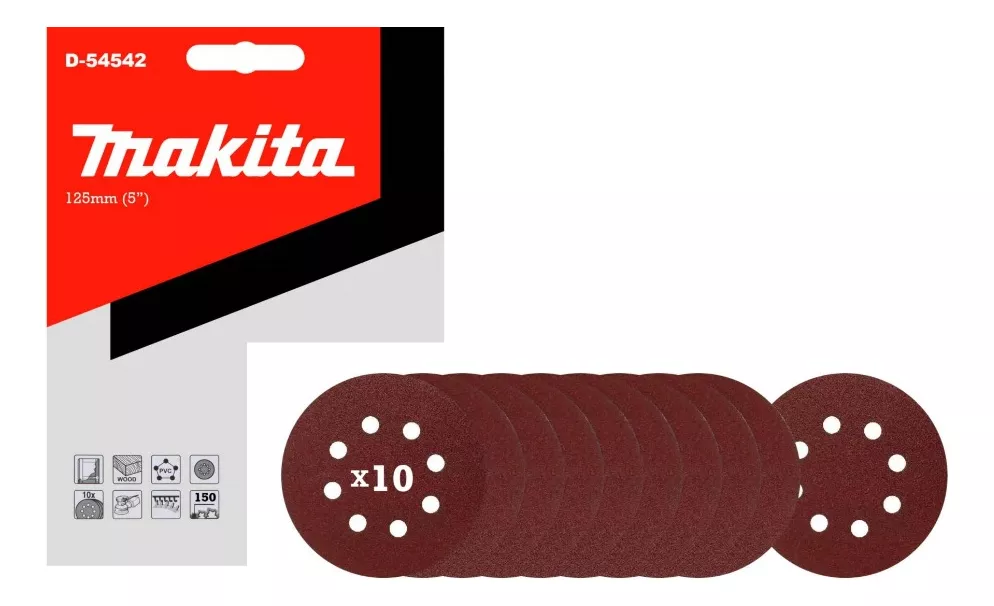 DISCO LIJA MAKITA 125MM N150 10PZS D-54542 - 1