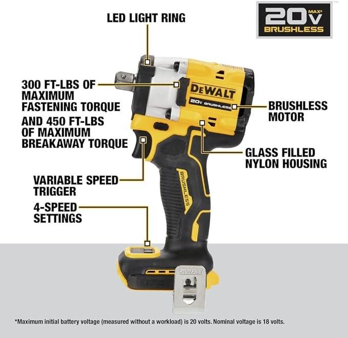 LLAVE IMPACTO DEWALT ATOMIC 20V MAX 1/2 DCF922B-B3 - 5