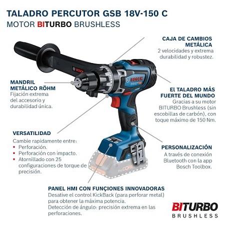 TALADRO PERCUTOR GSB 150C + L-BOX SIN BATERIA NI CARGADOR - 4