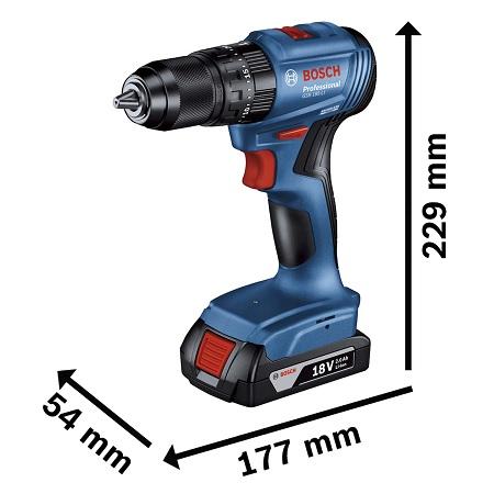 TALADRO PERCUTOR BOSCH 18V GSB 185-LI + 2 BAT 2.0 AH + CARG + MALETIN - 2