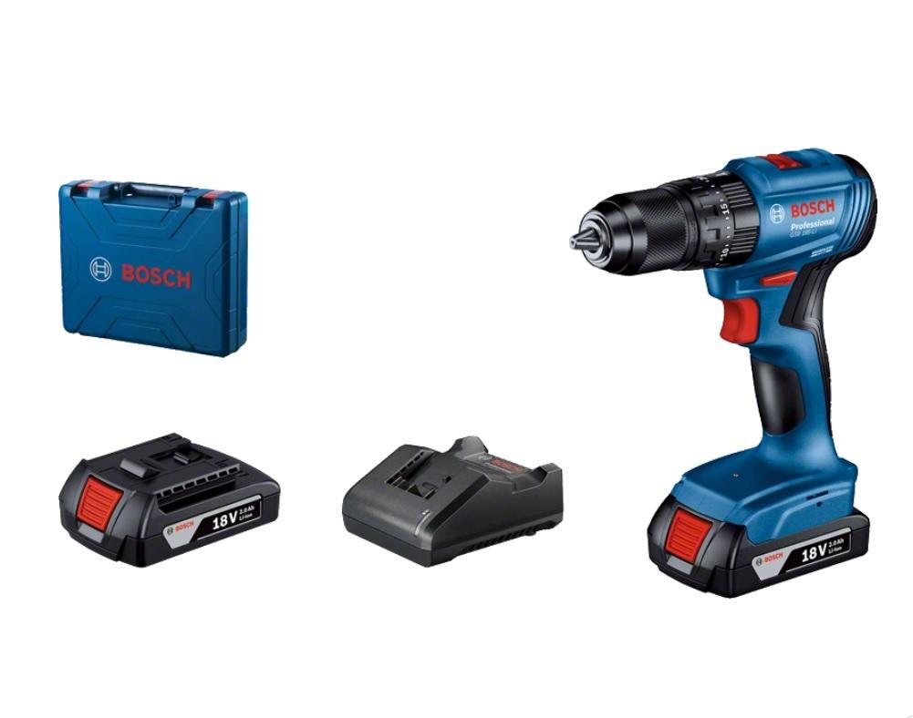 TALADRO PERCUTOR BOSCH GSB 185 LI 18V+1 BAT 2.0+CARG +MALET - 1