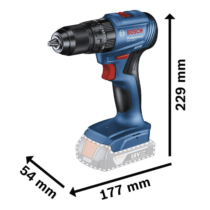 TALADRO PERCUTOR BOSCH GSB 185 LI 18V BRUSHLESS - 6
