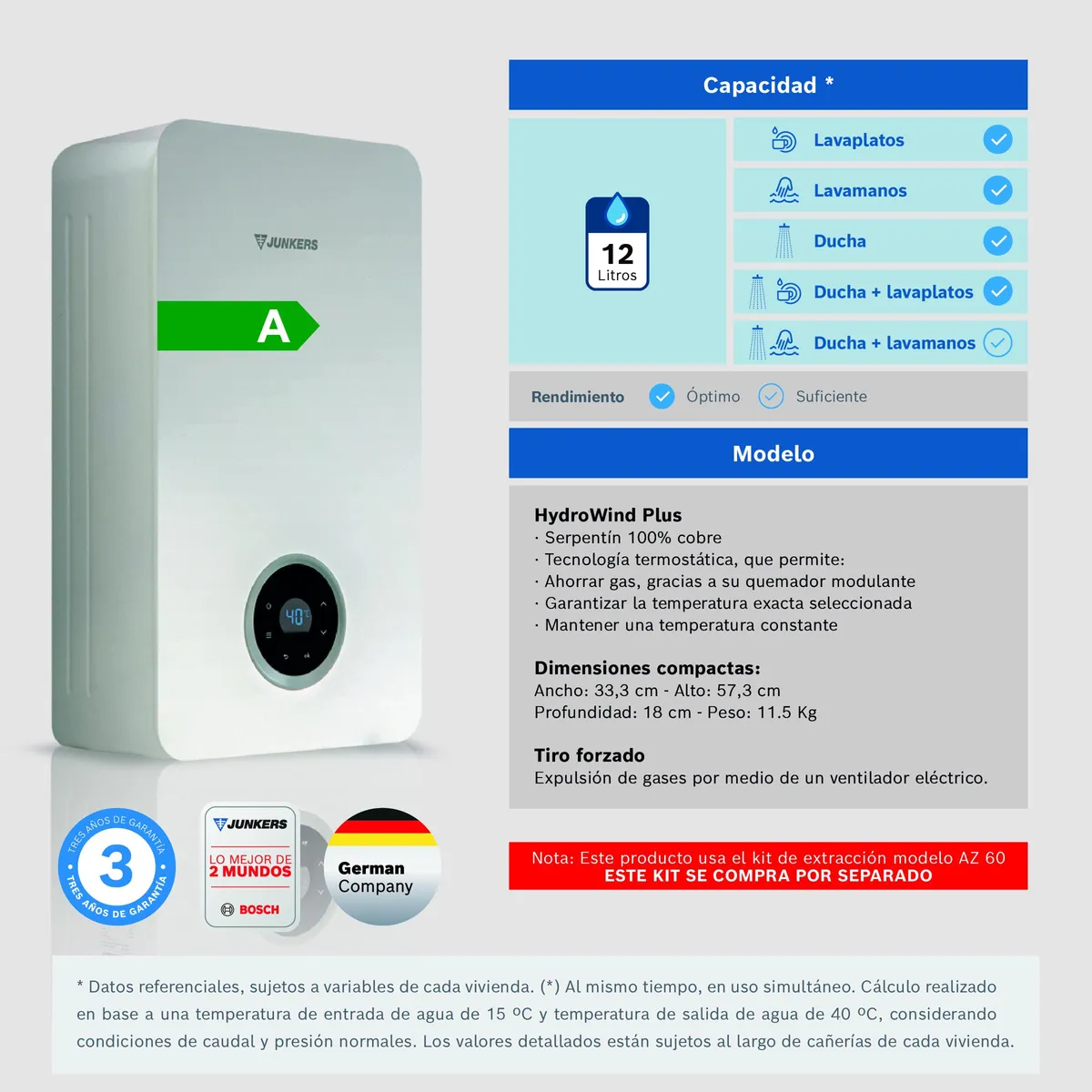 CALEFON JUNKERS GAS NATURAL 12 LITROS TIRO FORZADO WTDE12-KME 23 - 4