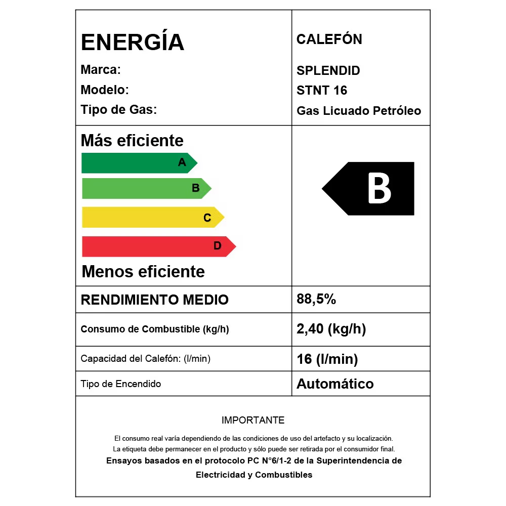 CALEFON SPLENDID GAS LICUADO 16L IONIZADO - 3