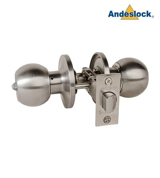 CERRADURA ANDESLOCK POMO-DORMITORIO / BAÑO AA44-ACERO INOXIDABLE - 1