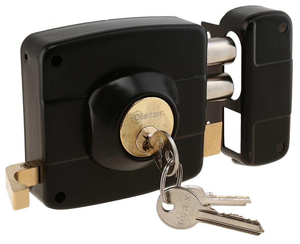 CERRADURA SOBREPONER OISTER 111 EN COLOR NEGRO CON CAJA METALICA - 1