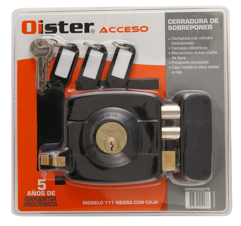 CERRADURA SOBREPONER OISTER 111 EN COLOR NEGRO CON CAJA METALICA - 4