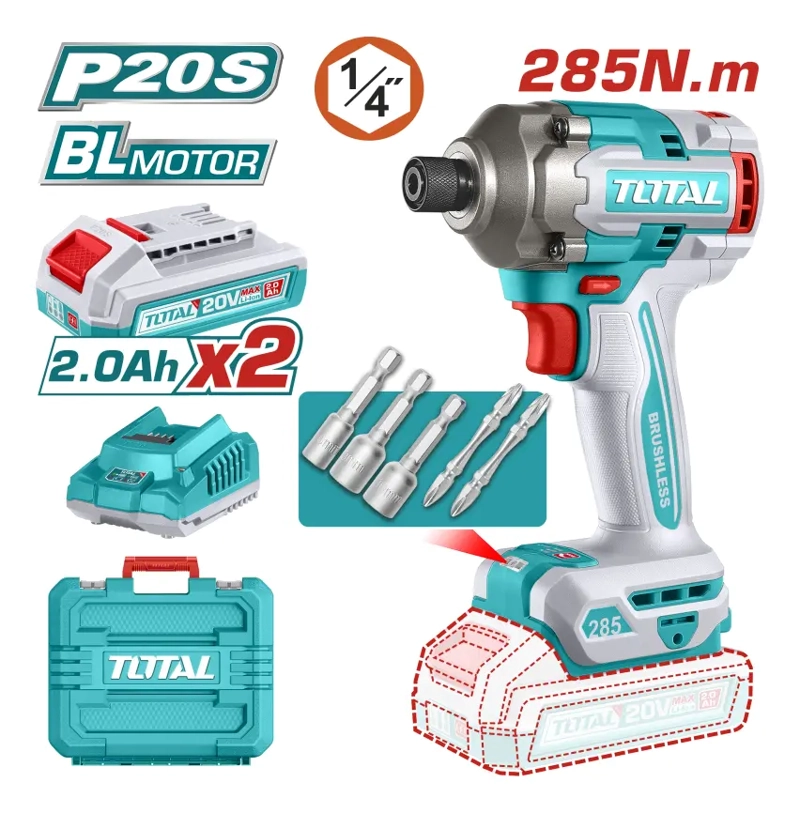 ATORNILLADOR IMP 20V TOTAL TIRLI2028-7  1/4+2BAT  4.0 AH+CARG +ACC - 1