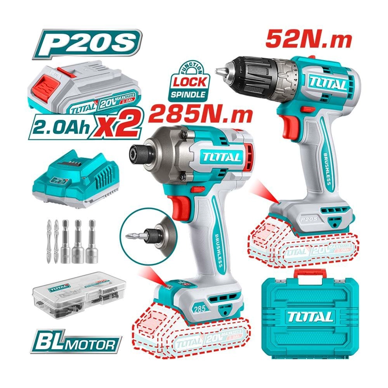 ATORNILLADOR IMP 20V TOTAL TIRLI2028-7  1/4+2BAT  4.0 AH+CARG +ACC - 2