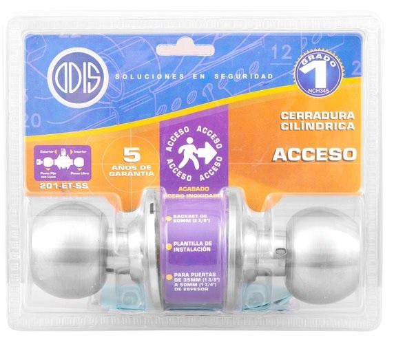 CERRADURA CILINDRICA ODIS 201 ACCESO INOX (35-55)BLISTER - 5