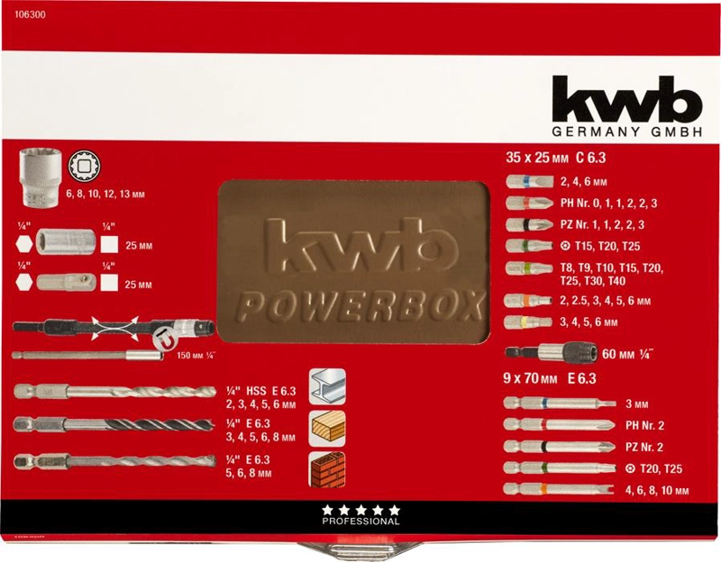 POWER BOX KWB 67 PIEZAS BROCAS Y PUNTAS - 3