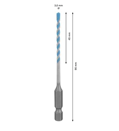 BROCA BOSCH HEX-9 MULTICONSTR 3X45X90MM HEX 1/4 - 2