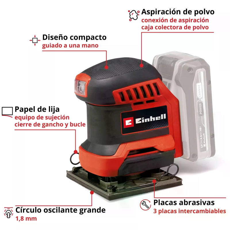 LIJADORA EINHELL TE-OS 18V/113 3X +LIJAS SIN BAT NI CARG - 4