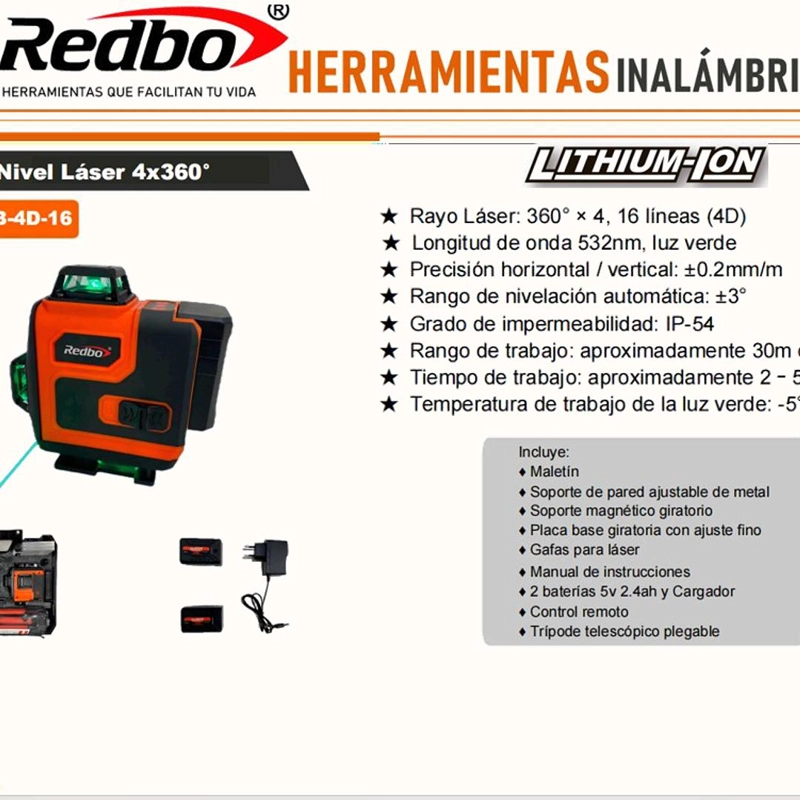 NIVEL LASER C/TRIP REDBO 4X360 RB-4D-16 - 5