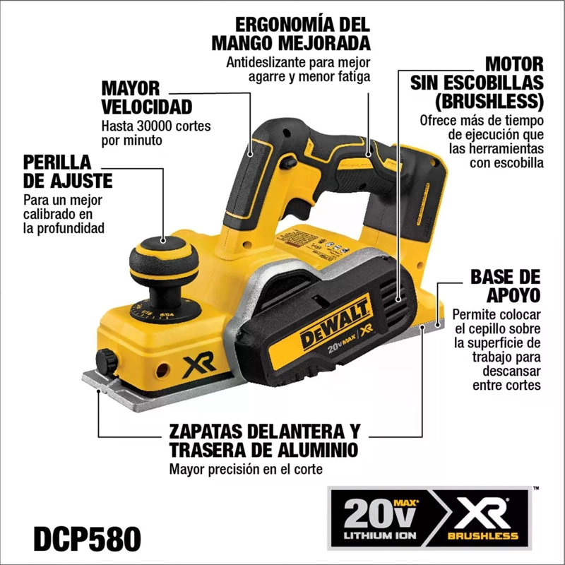 CEPILLO 20V MAX XR DEWALT S/B-C DCP580B - 2