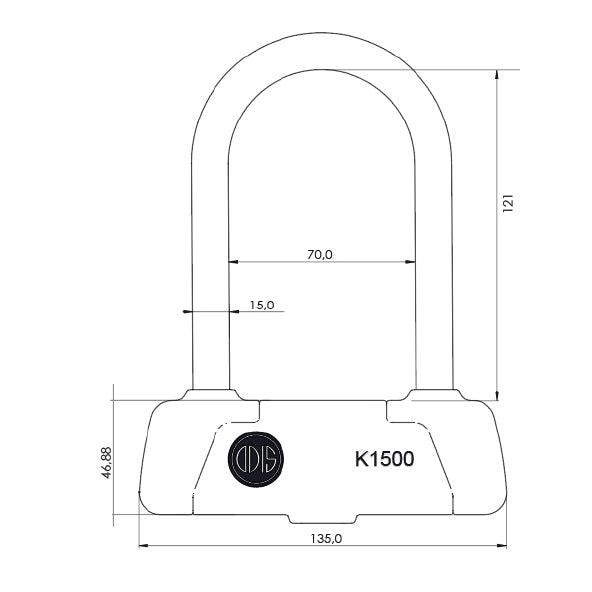 CANDADO U LOCK ODIS K1500 15X185MM AZUL/NEGRO LLAVE MAPA BT - 4