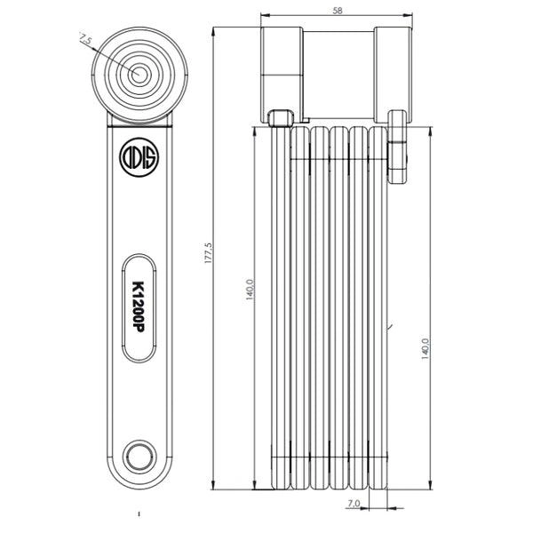 CANDADO PLEGABLE ODIS K1200P LLAVE MAPA AZUL/NEGRO BT - 3