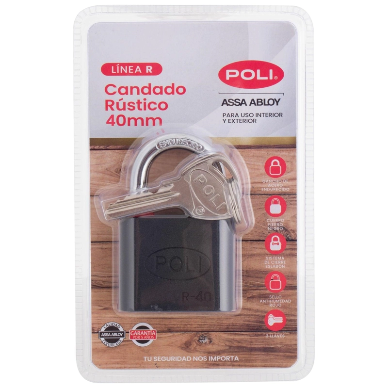 CANDADO POLI R 40MM NEGRO-CJ 3 LLAVES 157170 - 2