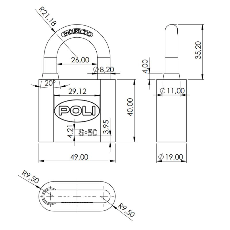 CANDADO POLI S 50MM BR-CJ 3 LLAVES 157150 - 4