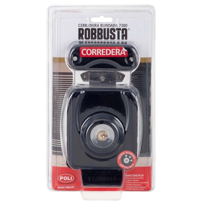 CERRADURA SOBREP POLI ROBBUSTA 7300 ANTIP C/CAJA NEGRO - 8