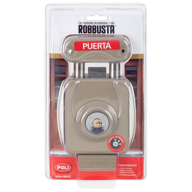 CERRADURA SOBREP POLI ROBBUSTA 7200 AJUST BEIG - 7