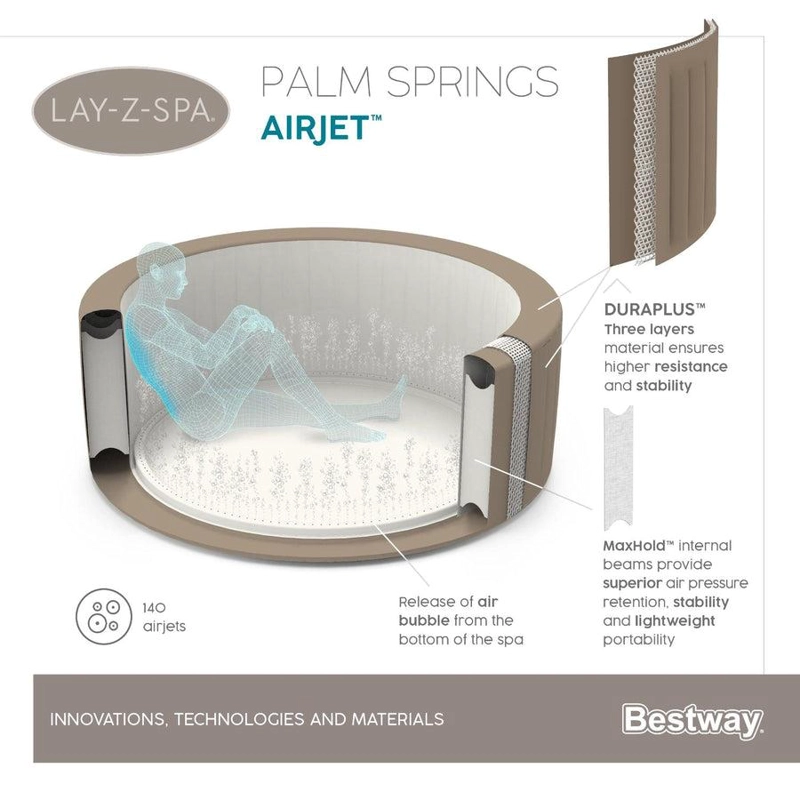 SPA INFLABLE BESTWAY PALM SPRING AIRJET 6 PERSONAS 196 X 71 - 7
