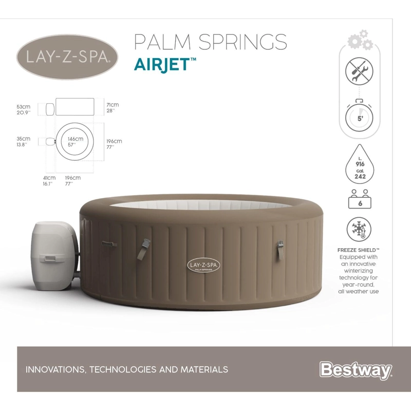 SPA INFLABLE BESTWAY PALM SPRING AIRJET 6 PERSONAS 196 X 71 - 9