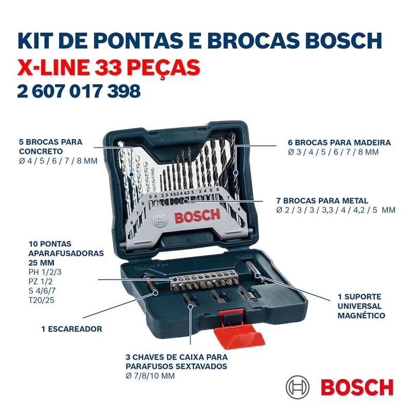 MALETIN X-LINE 33 UN. BROC/PTAS AZUL BOSCH - 6