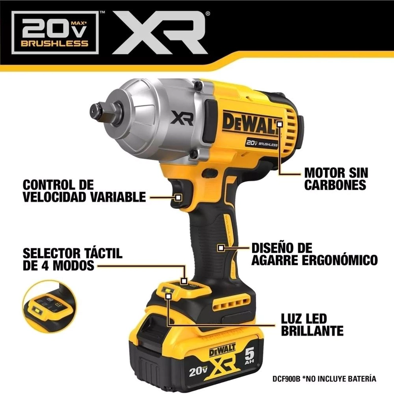 LLAVE IMP 1/2 DEWALT 20V MAX XR S/B-C DCF900B-B3 - 5