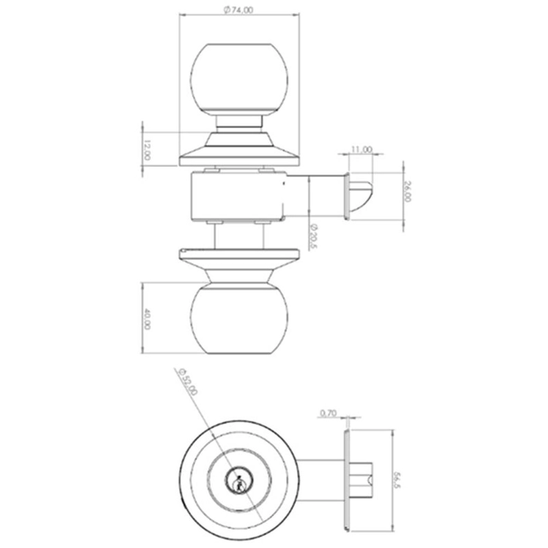 CERRADURA CILIN.POMO POLI SFERA 11202 ACCESO AI - 3